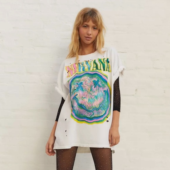 Urban Outfitters Tops - - SOLD - NEW Urban Outfitters Nirvana Distressed T-Shirt Dress